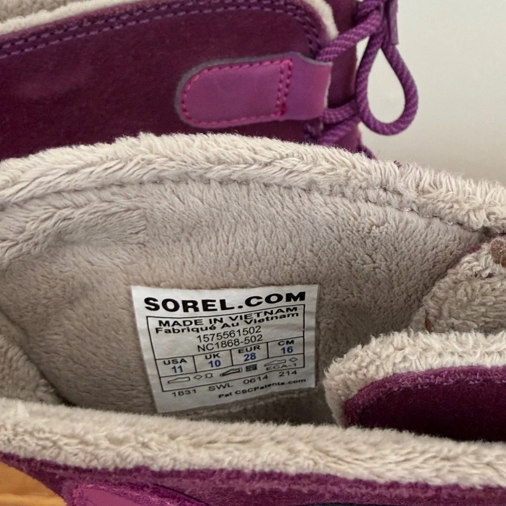 Sorel Toddler Girls purple genuine suede leather lace-up tall winter boots